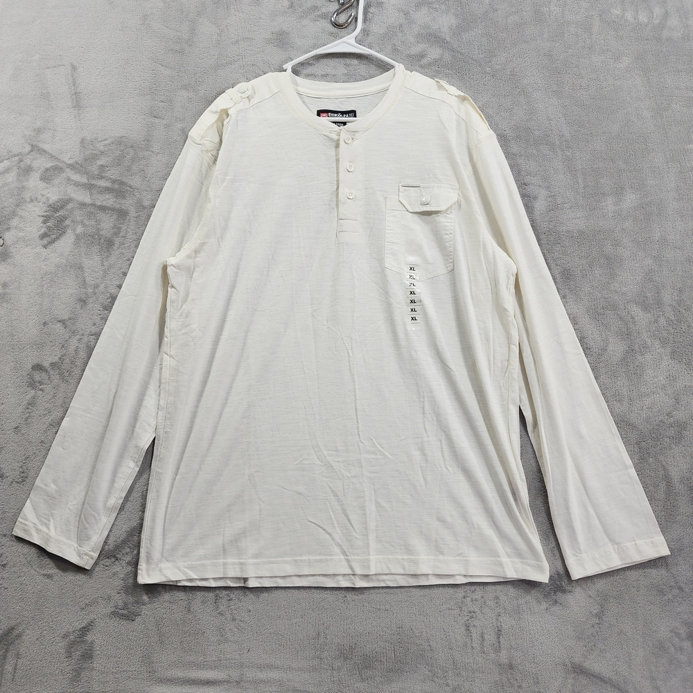 NEW Vintage Ecko Unltd. Shirt Mens XL White Simmering Down Henley Long Sleeve
